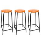 Kit 3 Bancos Alto de Metal Banqueta Empilhavel Para Bar Bancão Cozinha - Laranja