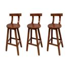 Kit 3 Bancos Altos Bistrô de Madeira com Encosto Girafa Ideal para Bar e Restaurante Imbuia