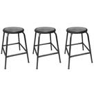 Kit 3 Bancos Baixo 45cm de Metal Banqueta Empilhavel Para Bar Cozinha Lanchonete - Preta
