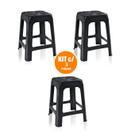 Kit 3 Bancos Plástico Banqueta Resistente