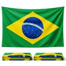 Kit 3 Bandeiras Do Brasil Verde E Amarelo Poliéster Para Copa Do Mundo