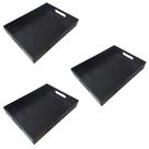 Kit 3 Bandeja Café Retangular Grande para Decoração em Madeira Mdf