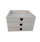 Kit 3 bandeja MDF 25x25x5 aplique coração cesta de café da manhã
