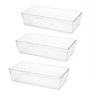 Kit 3 Bandeja Retangular Organizadora Multiuso em Acrílico 30cm