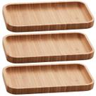 Kit 3 Bandejas de Bambu Retangular para Cozinha 20x10cm Petisqueiras Multiuso Hire Lyor