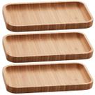 Kit 3 Bandejas de Bambu Retangular para Cozinha 20x10cm Petisqueiras Multiuso Hire Lyor