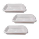 Kit 3 Bandejas de Carne Retangular Branca