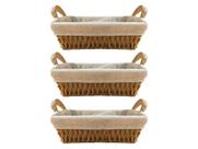 Kit 3 Bandejas Decorativas Em Fibra Natural C/ Alça E Forro De Algodão Natural Removível Kit 3 Bandejas Decorativas Em Fibra Natural C/ Alça E Forro De Algodão Natural Removível