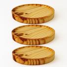Kit 3 Bandejas Redondas 21cm Prato Petisqueira Madeira Decor