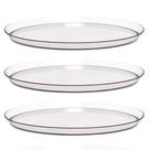 Kit 3 Bandejas Redondas para Servir 28cm Transparente Restaurante Bar Lanchonete Crippa
