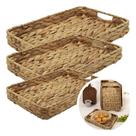 Kit 3 Bandejas Rústicas com Alça Decoração Boho em Fibra Natural