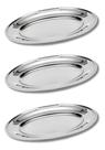 Kit 3 Bandejas Travessa Aço Inox Oval