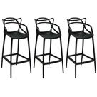 Kit 3 Banqueta Alta Allegra com Encosto Design Cozinha/Bancada - Preto