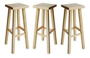 Kit 3 Banqueta Alta Hardman Madeira Natural Assento Quadrado Kit 3 Banqueta Alta Hardman Madeira Natural Assento Quadrado