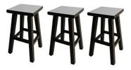 Kit 3 Banqueta Media Hardman Padrão Nogueira Assento Quadrado MDF Branco