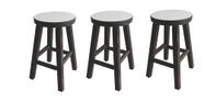 Kit 3 Banqueta Média Hardman Padrão Nogueira Assento Redondo MDF Branco