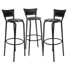 Kit 3 Banquetas Alta 80cm Balcão Ilha Cozinha Americana Bar Bancada Área Gourmet Junco Preto Estrutura Preta