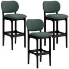 Kit 3 Banquetas Alta Bar Cozinha Sala Jantar Fixa Betta L02 Preto Linho Verde Musgo - Lyam Decor Kit 3 Banquetas Alta Bar Cozinha Sala Jantar Fixa Betta L02 Preto Linho Verde Musgo - Lyam Decor