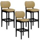 Kit 3 Banquetas Alta Bar Cozinha Sala Jantar Fixa Betta L02 Preto material sintético Casco Fendi - Lyam Decor Kit 3 Banquetas Alta Bar Cozinha Sala Jantar Fixa Betta L02 Preto material sintético Casco Fendi - Lyam Decor