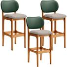 Kit 3 Banquetas Alta Betta Imbuia Facto Verde Linho Bege Kit 3 Banquetas Alta Betta Imbuia Facto Verde Linho Bege