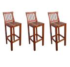 Kit 3 Banquetas Alta com Encosto Conforto Madeira Maciça de Demolição Patina
