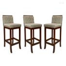 Kit 3 Banquetas Alta com Encosto Matelassê Nice Madeira Maciça Suede Bege CCS Kit 3 Banquetas Alta com Encosto Matelassê Nice Madeira Maciça Suede Bege CCS