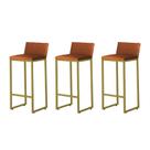 Kit 3 Banquetas Alta Dani Reforçada Decorativa Balcão Bancada Cozinha Bar Área Gourmet Base Dourada material sintético