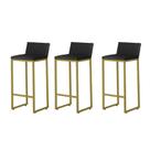 Kit 3 Banquetas Alta Dani Reforçada Decorativa Balcão Bancada Cozinha Bar Área Gourmet Base Dourada material sintético Kit 3 Banquetas Alta Dani Reforçada Decorativa Balcão Bancada Cozinha Bar Área Gourmet Base Dourada material sintético