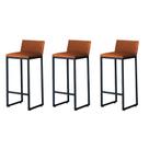 Kit 3 Banquetas Alta Dani Reforçada Decorativa Balcão Bancada Cozinha Bar Área Gourmet Base Preta material sintético