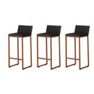 Kit 3 Banquetas Alta Dani Reforçada Decorativa Balcão Bancada Cozinha Bar Base Bronze material sintético