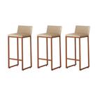 Kit 3 Banquetas Alta Dani Reforçada Decorativa Balcão Bancada Cozinha Base Bronze material sintético