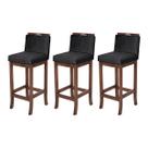 Kit 3 Banquetas Alta para Balcão Turim Madeira Capuccino Suede Preto CCS