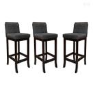 Kit 3 Banquetas Alta para Bancada de Cozinha Nice Madeira Maciça Matelassê Suede Cinza CCS