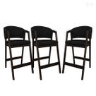 Kit 3 Banquetas Alta para Bancada de Cozinha Ravena Madeira Maciça Capuccino Sintético Preto CCS