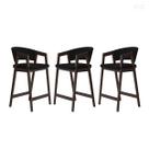 Kit 3 Banquetas Alta para Bancada de Cozinha Ravena Madeira Maciça Capuccino Suede Preto CCS