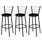 Kit 3 Banquetas Alta Preta com Assento Preto Fortmix