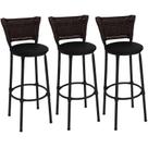 Kit 3 Banquetas Alta Preta Junco Argila com Assento Preto Fortmix