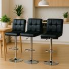 Kit 3 Banquetas Altas Com Encosto Alto Estofado Para Cozinha Bancada Ilha Gomos Confort Preta Kit 3 Banquetas Altas Com Encosto Alto Estofado Para Cozinha Bancada Ilha Gomos Confort Preta