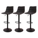 Kit 3 Banquetas Altas Com Encosto Alto Estofados Giratória Para Cozinha Barbacena Essen Preto Luxo