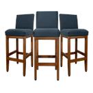 Kit 3 Banquetas Altas Estofada Encosto Tecido Linho Madeira Eucalipto Cozinha Bistrô Bancada Gourmet Americana Kit 3 Banquetas Altas Estofada Encosto Tecido Linho Madeira Eucalipto Cozinha Bistrô Bancada Gourmet Americana