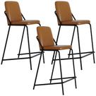 Kit 3 Banquetas Altas Loft C01 para Bar e Cozinha Preto material sintético Caramelo Lyam Decor Kit 3 Banquetas Altas Loft C01 para Bar e Cozinha Preto material sintético Caramelo Lyam Decor