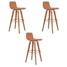 Kit 3 Banquetas Altas Luxo Linea Aço Cobre Linho Terracota Base Carvalho