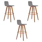 Kit 3 Banquetas Altas Luxo Versatil Aço Cobre Linho Cinza Base Carvalho Kit 3 Banquetas Altas Luxo Versatil Aço Cobre Linho Cinza Base Carvalho
