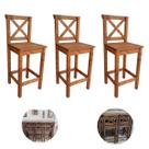 Kit 3 Banquetas Altas Madeira com Encosto Resistente Conforto Cor Imbuia Balcão Bar Ilha Cozinha Gourmet Kit 3 Banquetas Altas Madeira com Encosto Resistente Conforto Cor Imbuia Balcão Bar Ilha Cozinha Gourmet