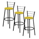 Kit 3 Banquetas Altas para Balcão Preta com Assento de Plástico Kit 3 Banquetas Altas para Balcão Preta com Assento de Plástico