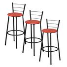 Kit 3 Banquetas Altas para Balcão Preta com Assento de Plástico