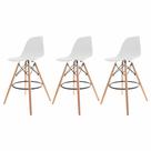 Kit 3 Banquetas Altas Para Bar Balcão Bancada Bistro Cozinha Americana Base Madeira Charles Eames Eiffel Branca