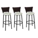 Kit 3 Banquetas Altas Preta com Encosto Junco Argila Assento Branco