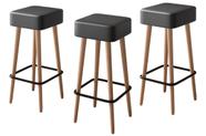Kit 3 Banquetas Banco Alta Luxo Para Area Gourmet Cozinha Bar Balcao Bistro material sintético Preto Eli Móveis e Decoração