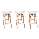 Kit 3 Banquetas Bar Altura 74cm Giratória Cobre Assento Branco
